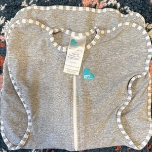 Love to Dream Gray Swaddle with Striped Edges